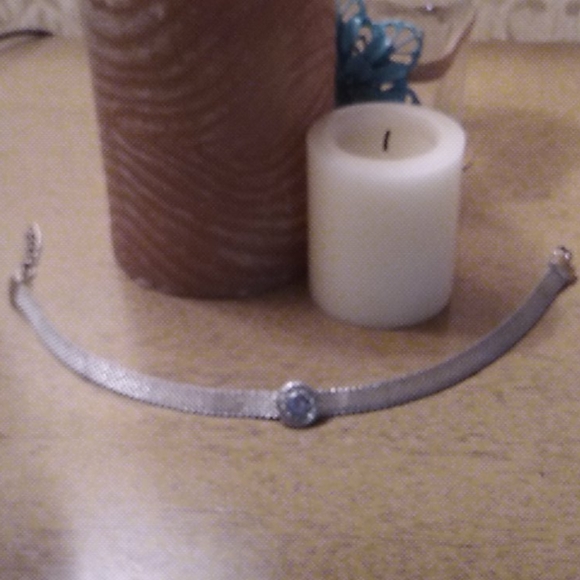 Mesh silver chocker w/ Sky blue stone - Picture 9 of 9